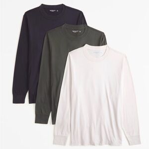 Abercrombie 3-Pack Relaxed Essential Long-Sleeve Tees